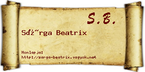 Sárga Beatrix névjegykártya